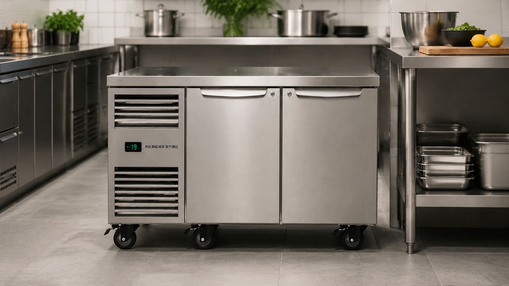 SKOPE ProSpec 2 Bay Solid Door Underbench Freezer GN 1/1