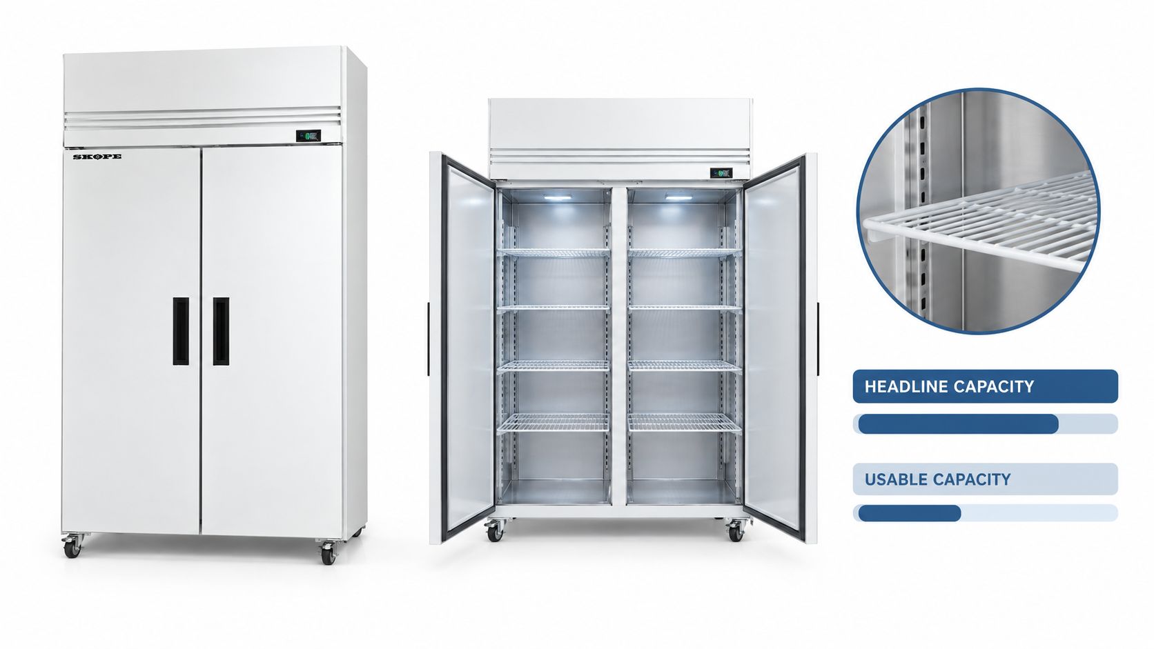 SKOPE ActiveCore 2 Door Storage Freezer - White - SKFT1000NS-A