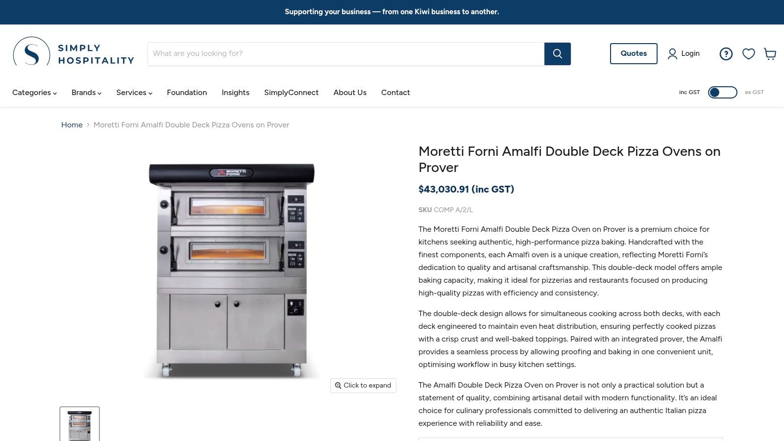 Screenshot from https://simplyhospitality.co.nz/products/moretti-forni-amalfi-double-deck-pizza-ovens-on-prover
