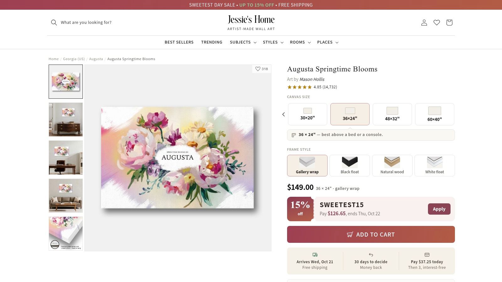 Augusta Springtime Blooms Canvas Wall Art