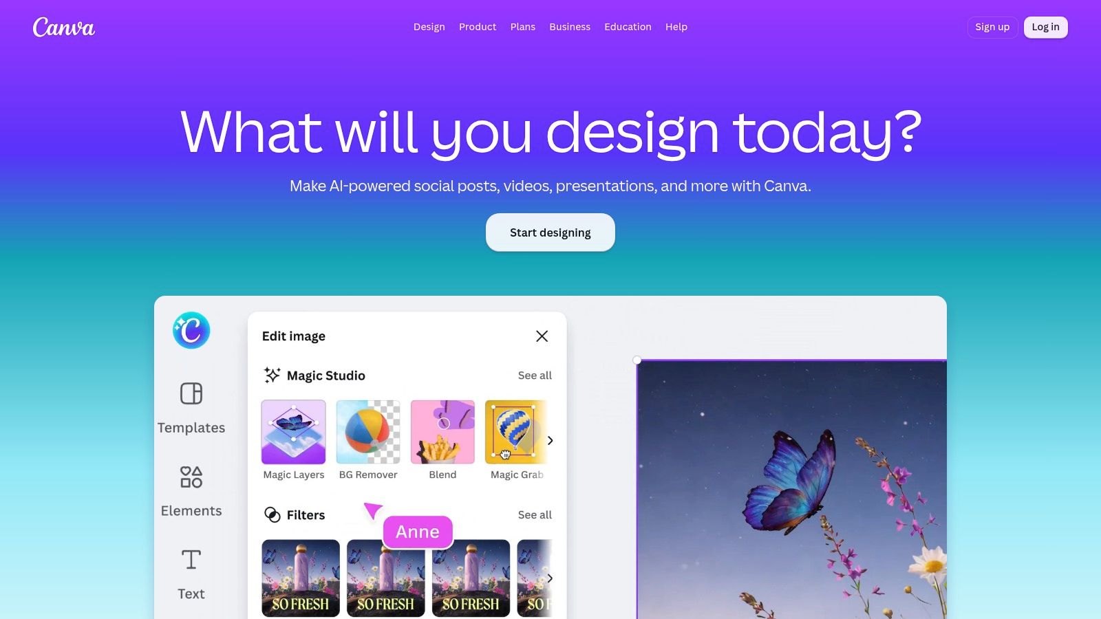 Canva (Magic Media + Background tools)