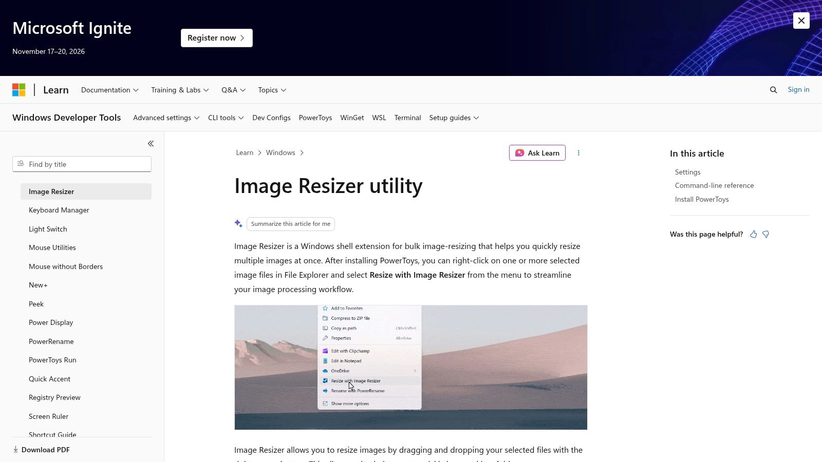 Microsoft PowerToys Image Resizer
