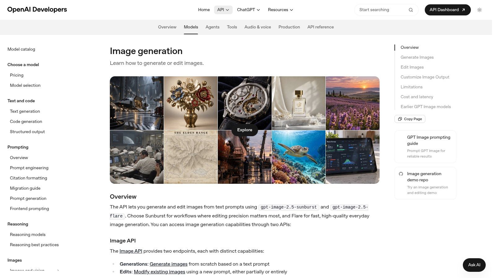 OpenAI Images API documentation