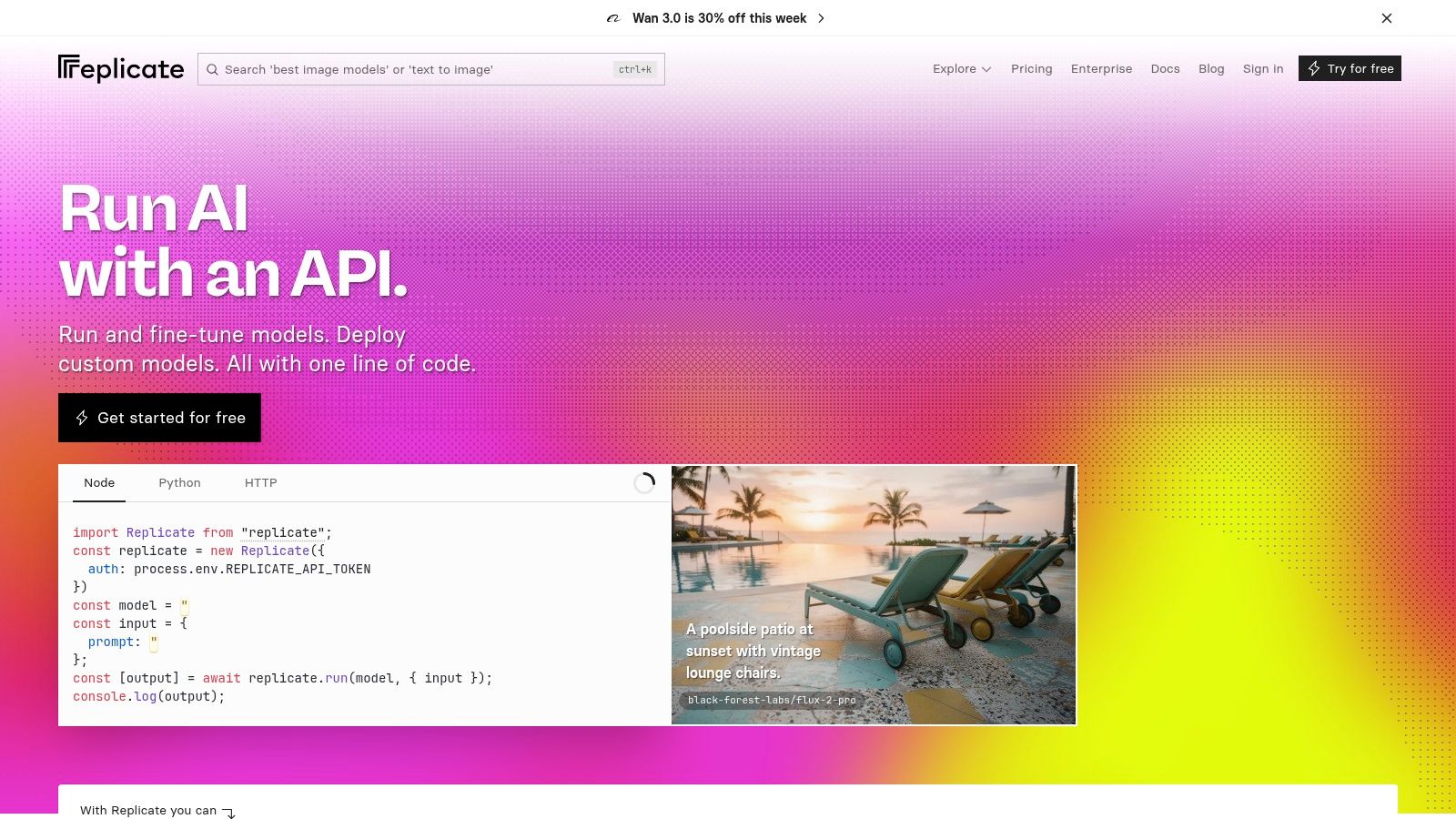Replicate image model marketplace