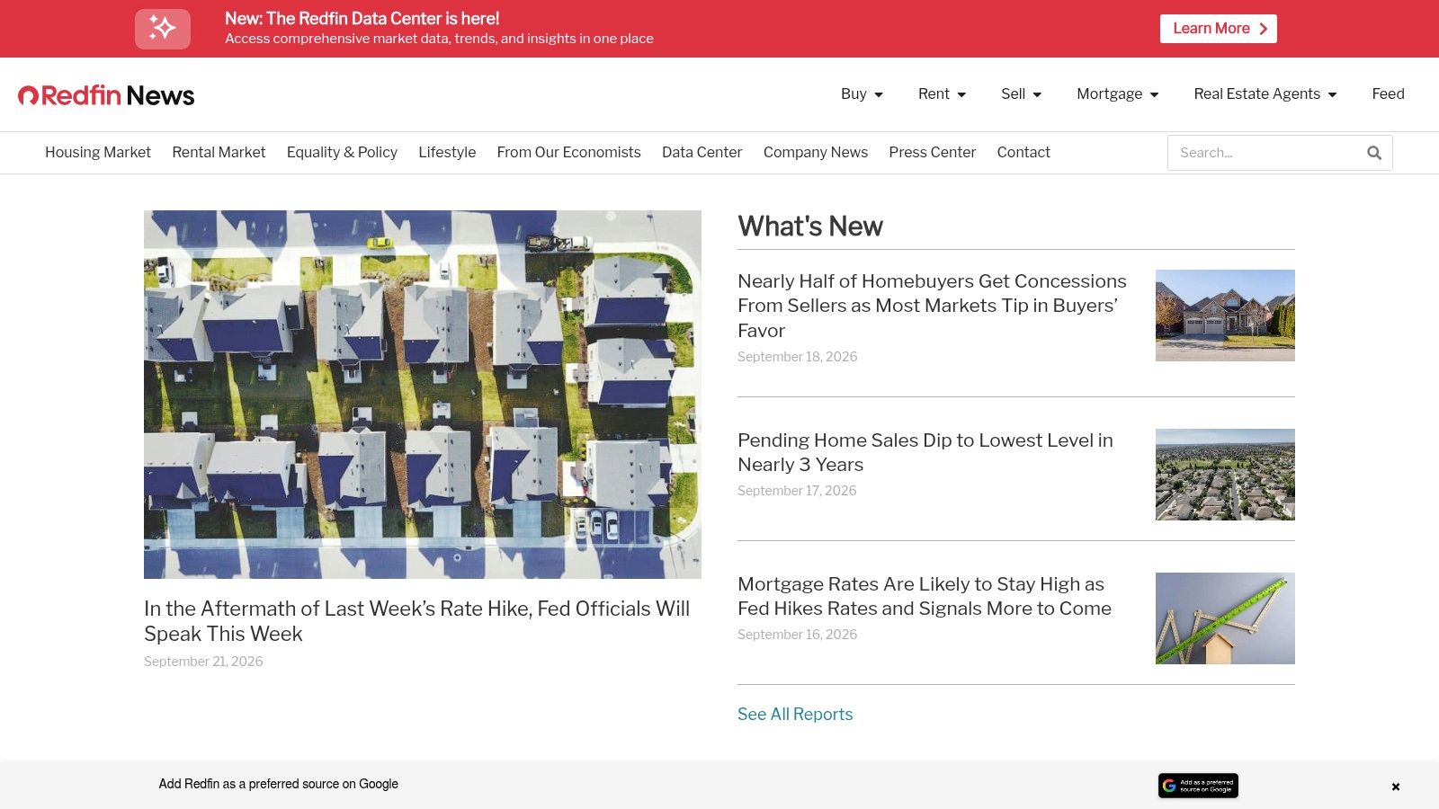 Redfin News And Redfin Data Center