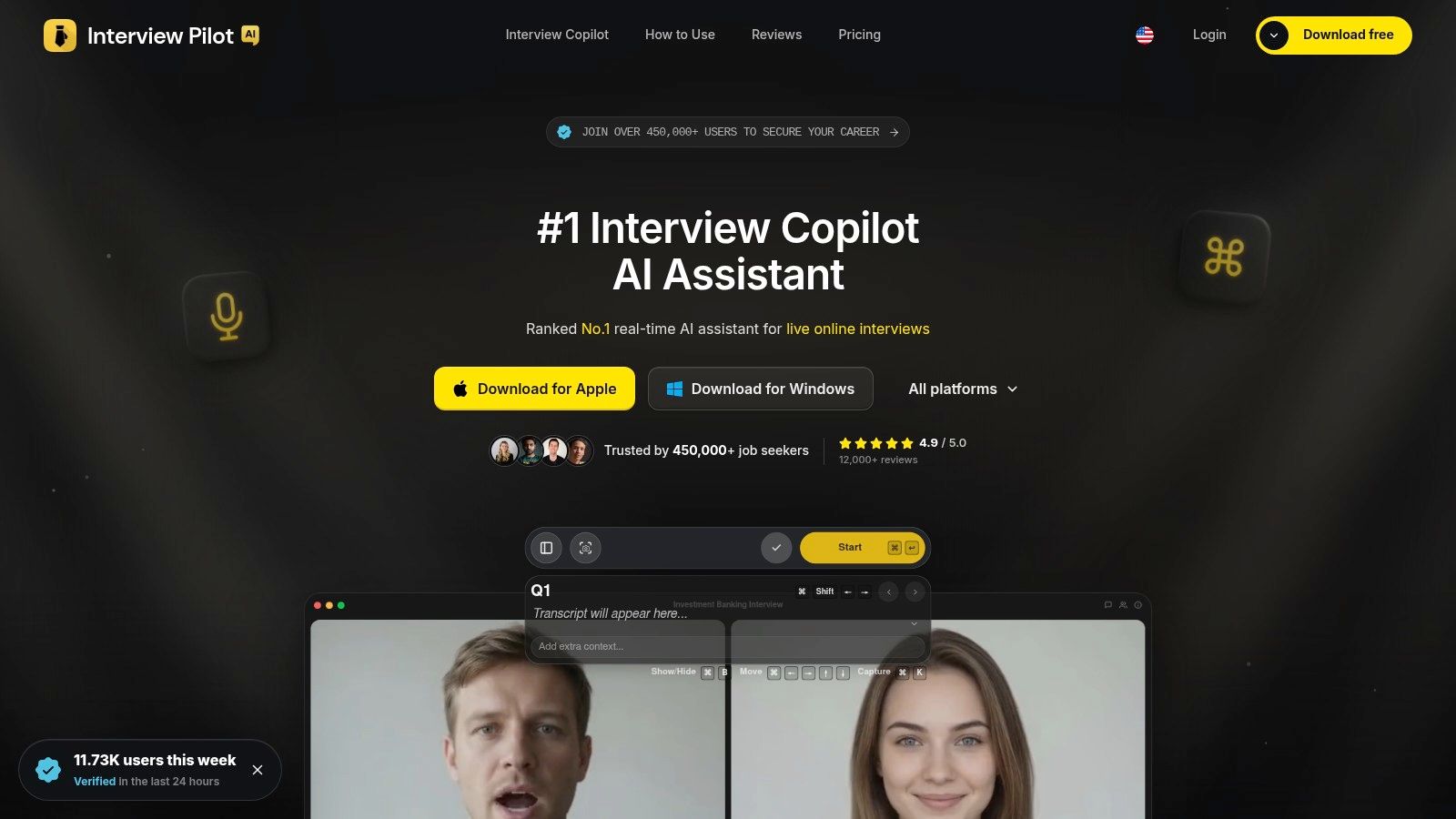 Screenshot from https://interviewpilot.app