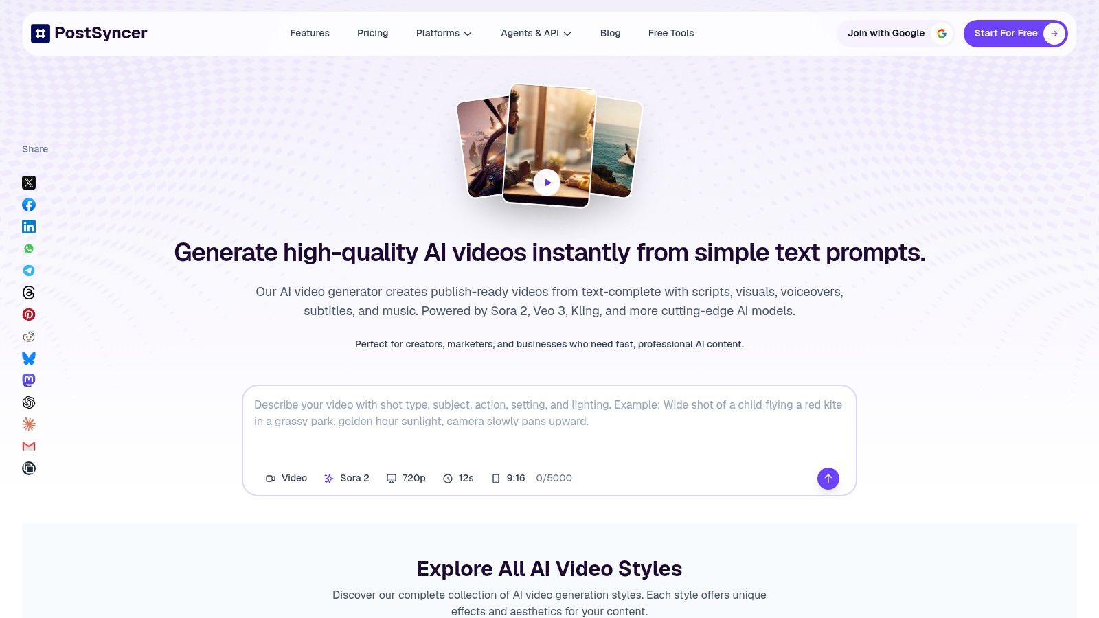 Free AI Video Generator for Social Media