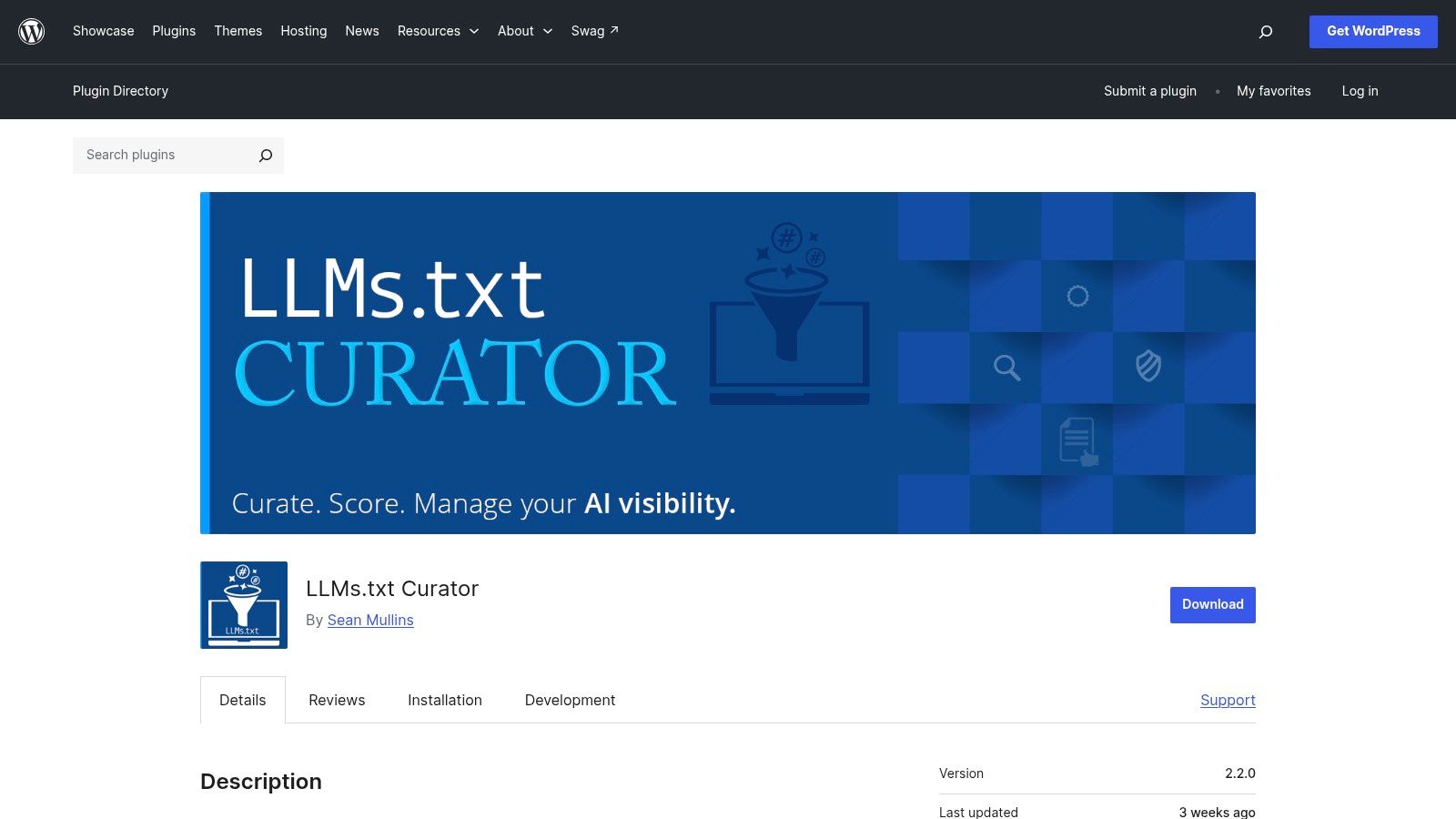 LLMs.txt Curator (WordPress)