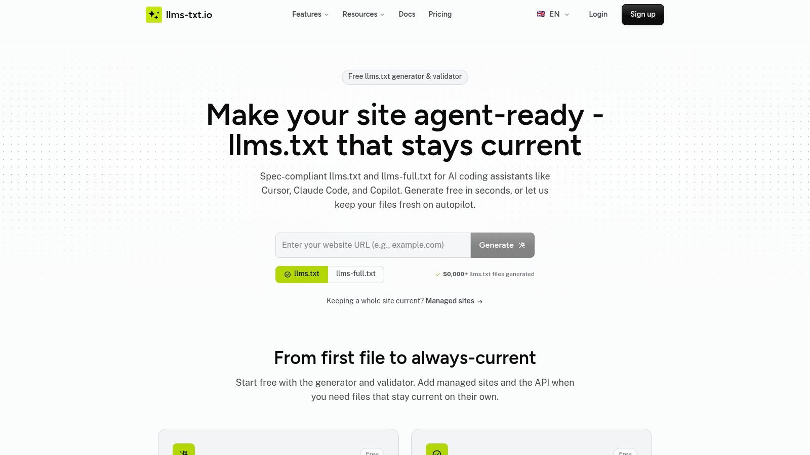 LLMs.txt Generator, llms-txt.io