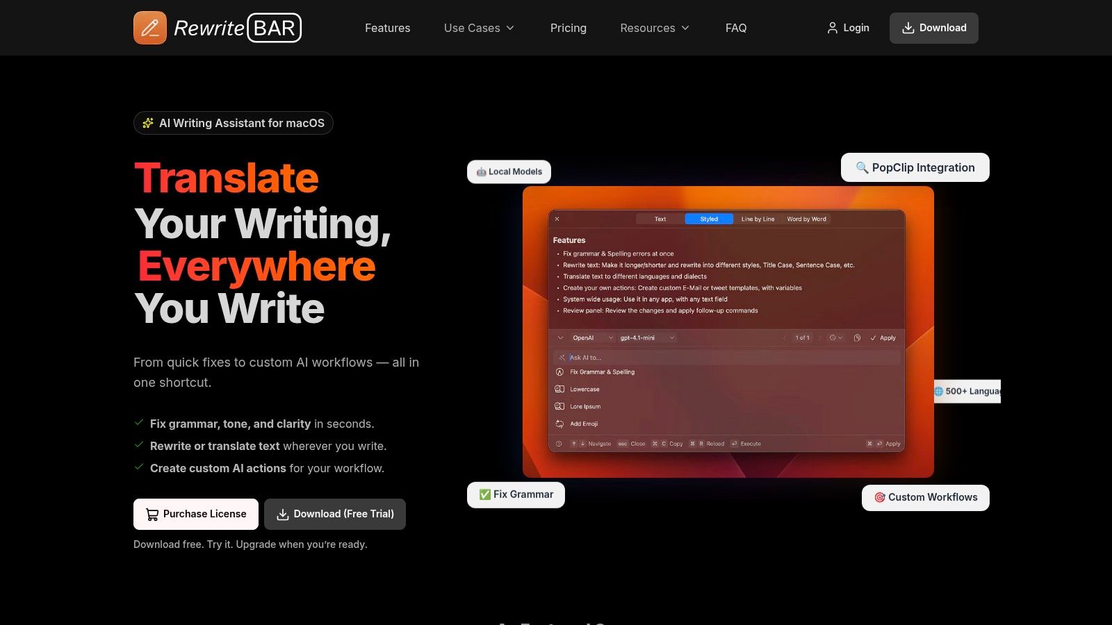 Screenshot from https://rewritebar.com