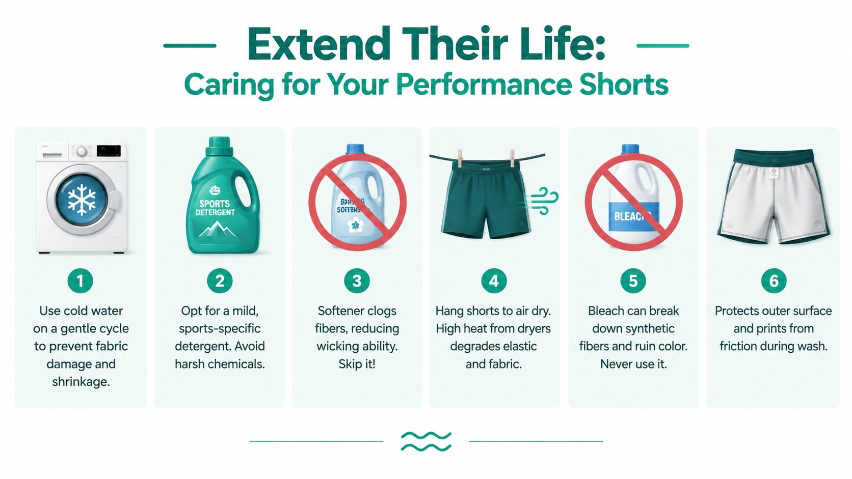 A guide on how to wash and care for performance shorts using six simple tips.