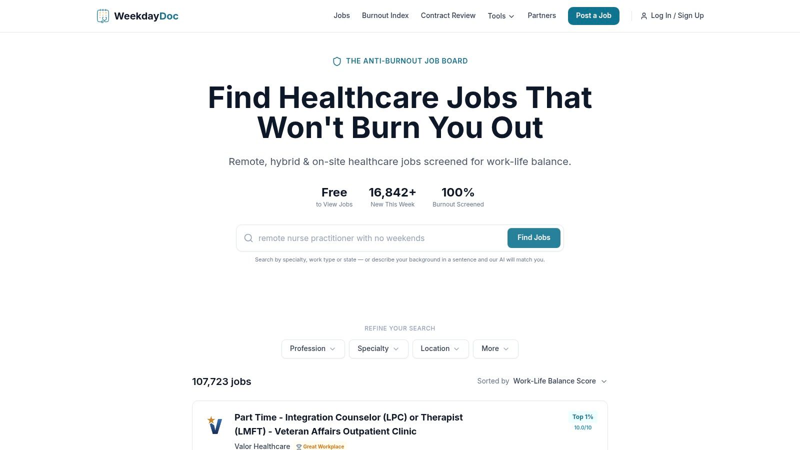 Screenshot from https://www.weekdaydoc.com