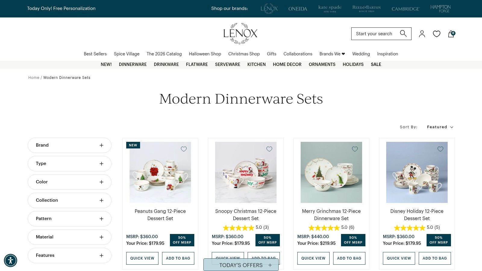 Lenox, bone china dinnerware collections