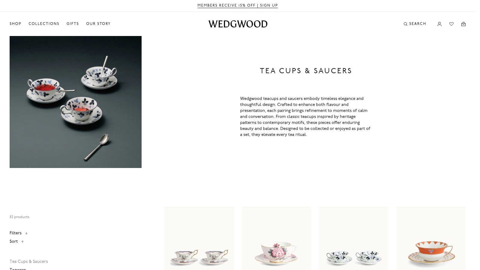 Wedgwood, fine bone china teacup and saucer sets