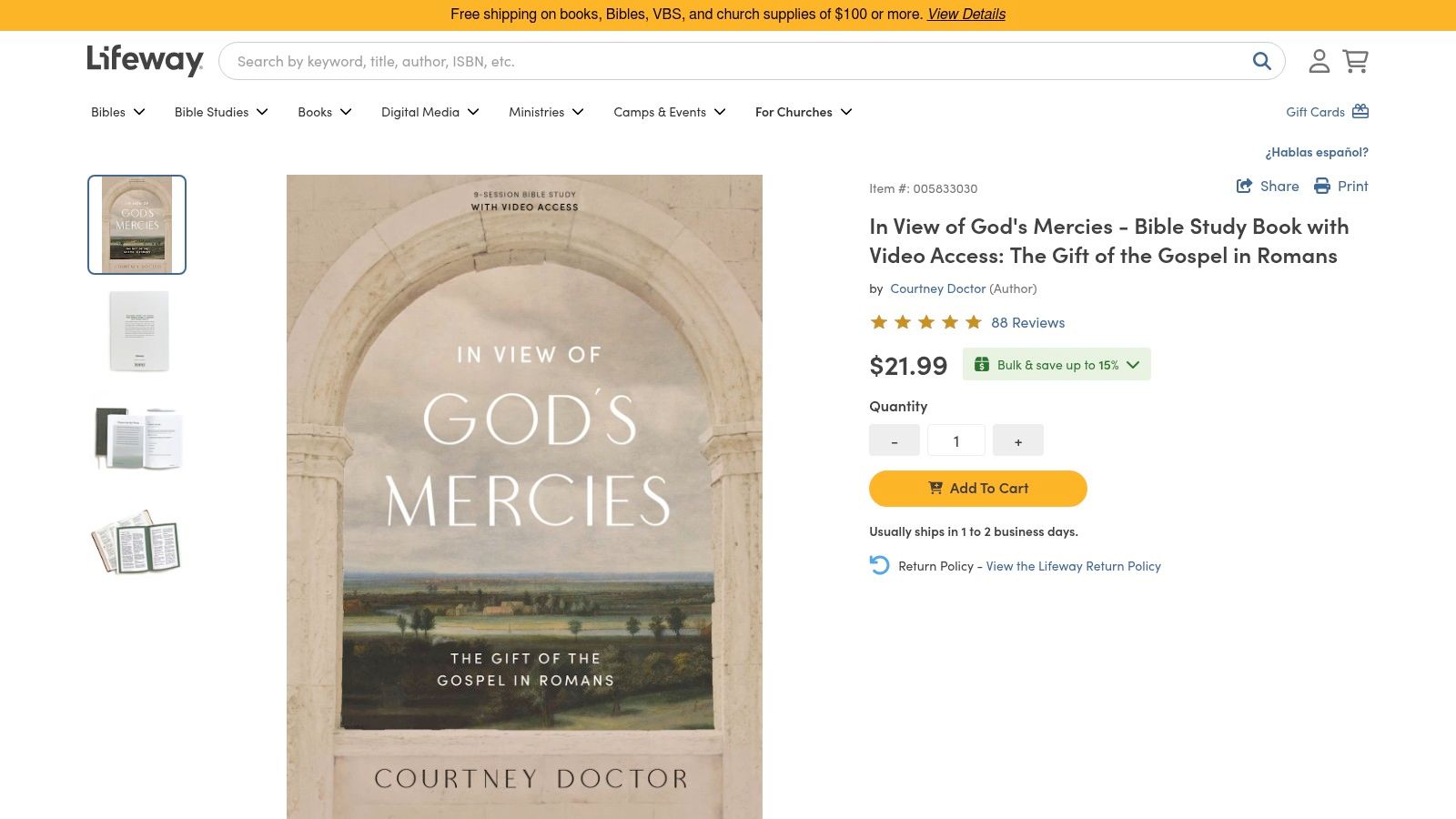 In View of God's Mercies: The Gift of the Gospel in Romans (Bible Study Book with Video Access), Courtney Doctor (Lifeway)