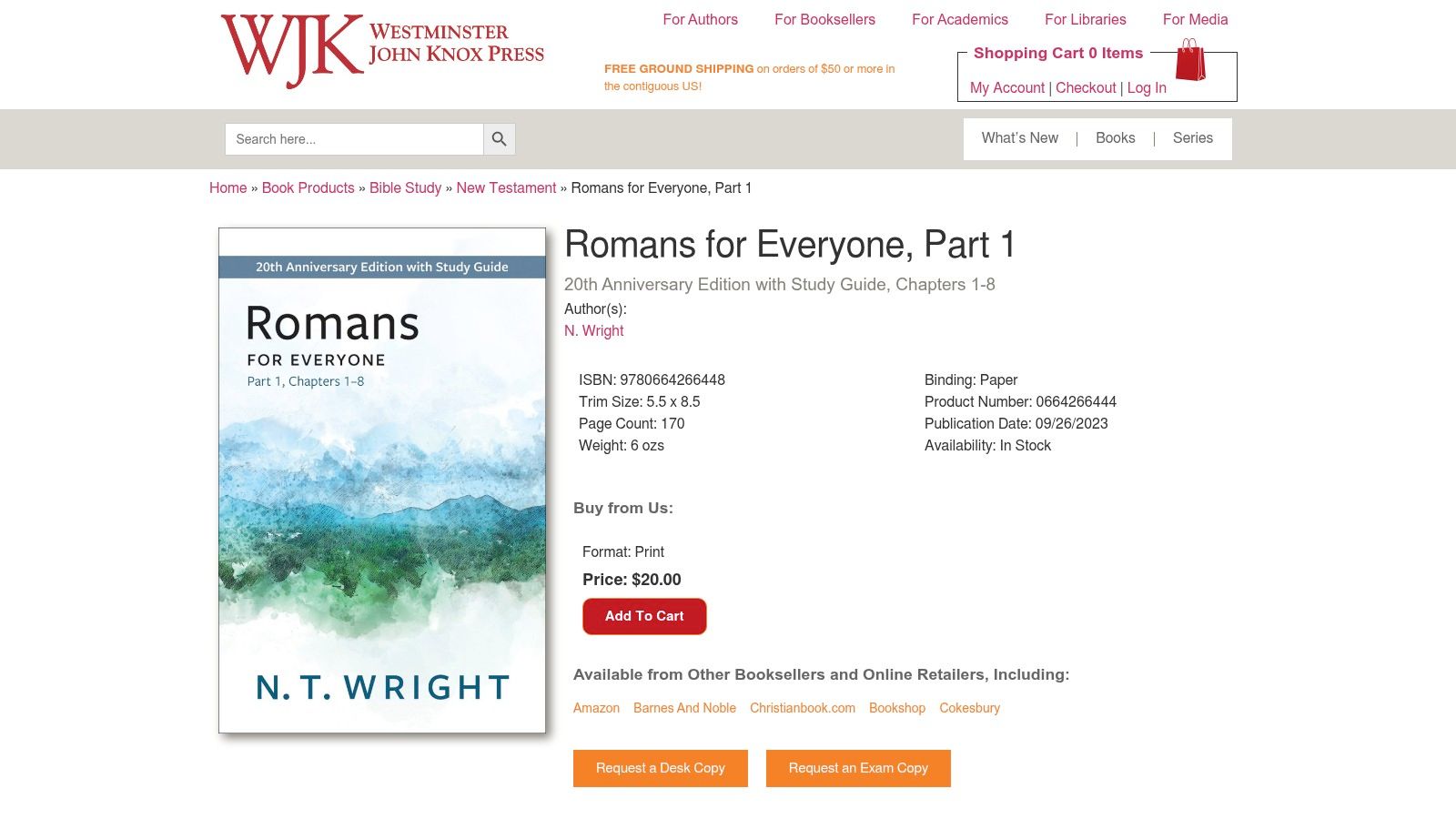 Romans for Everyone (Part 1 & Part 2), N. T. Wright (Westminster John Knox)