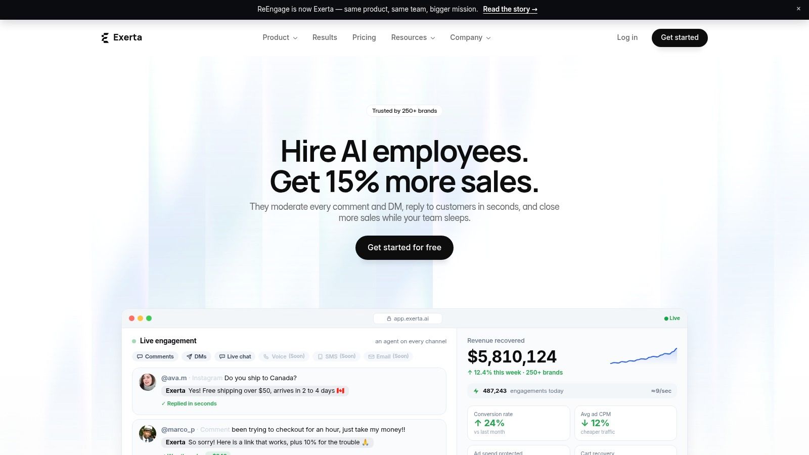 Screenshot from https://exerta.ai