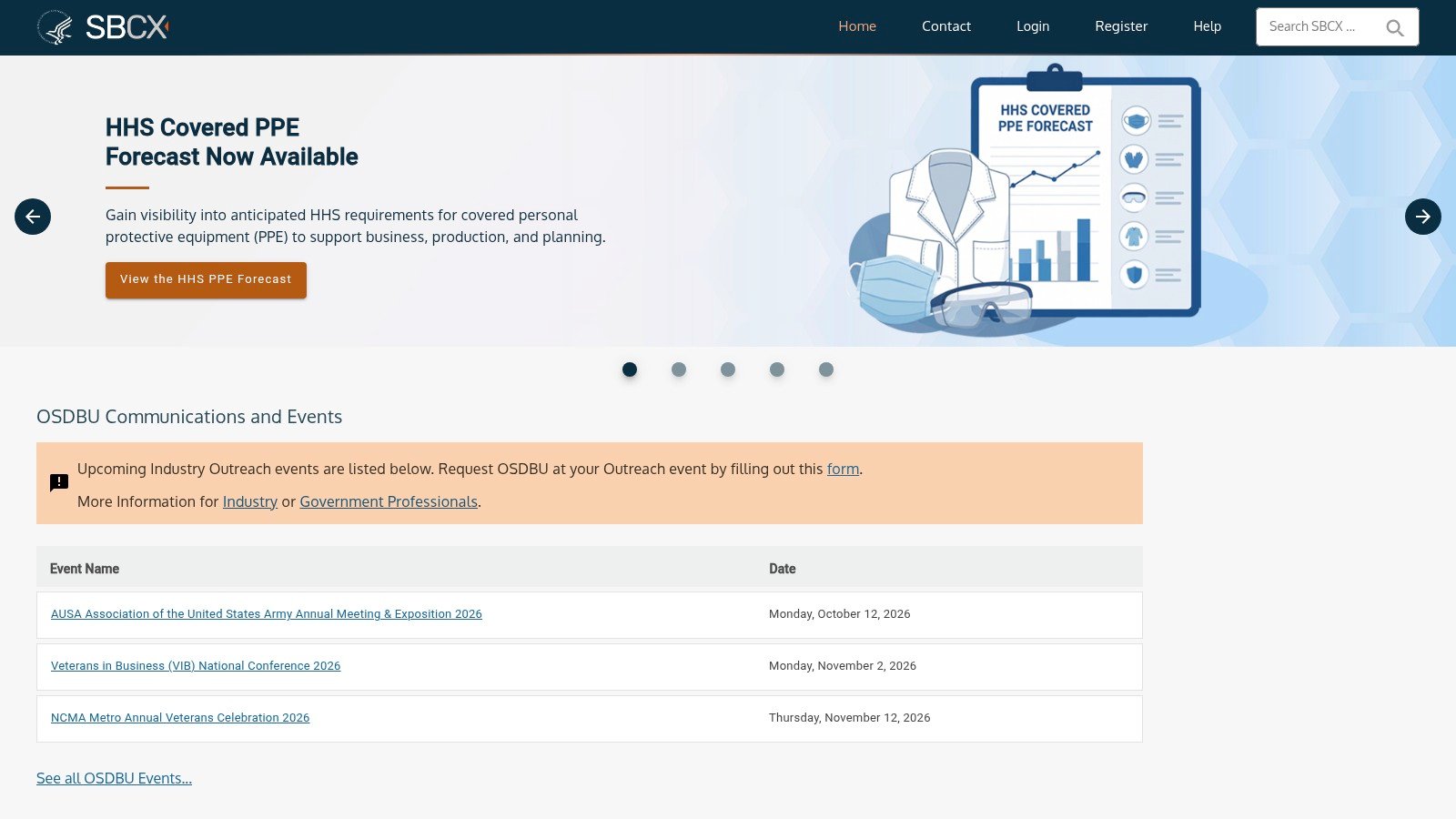 HHS forecast opportunities portal screenshot