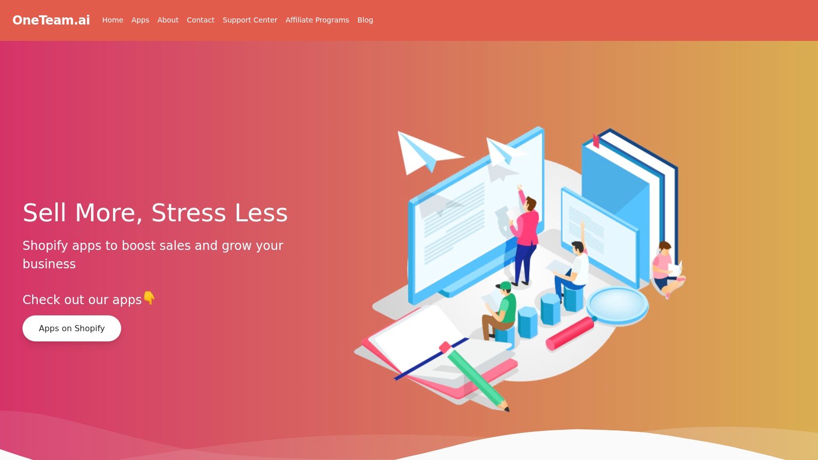 OneTeam homepage screenshot