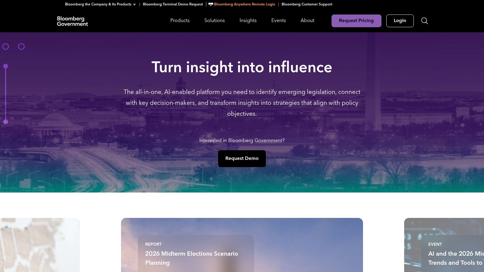 Bloomberg Government platform website screenshot