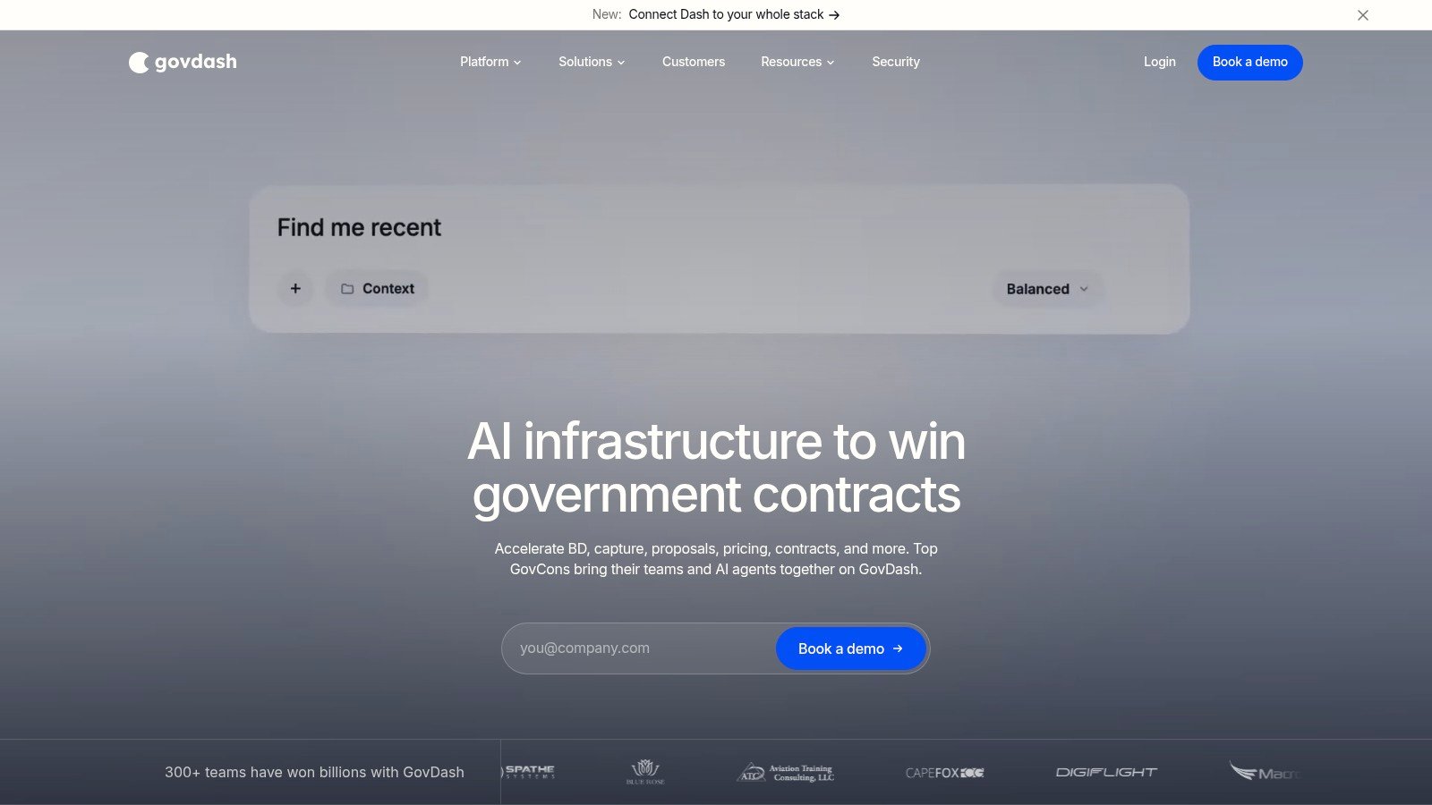GovDash homepage screenshot