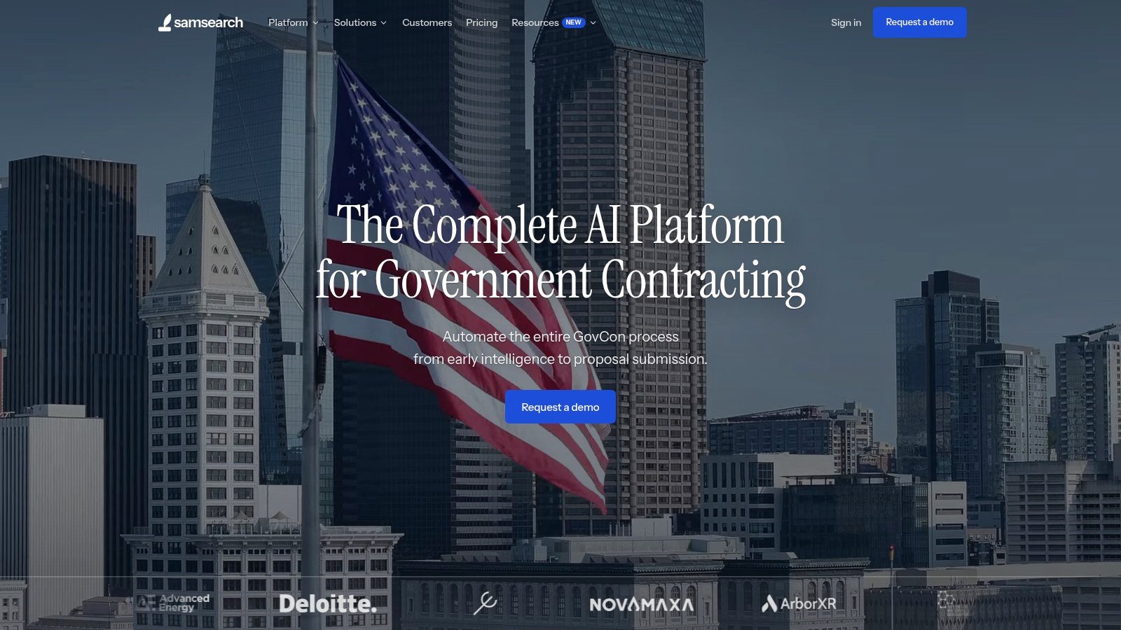 SamSearch platform homepage