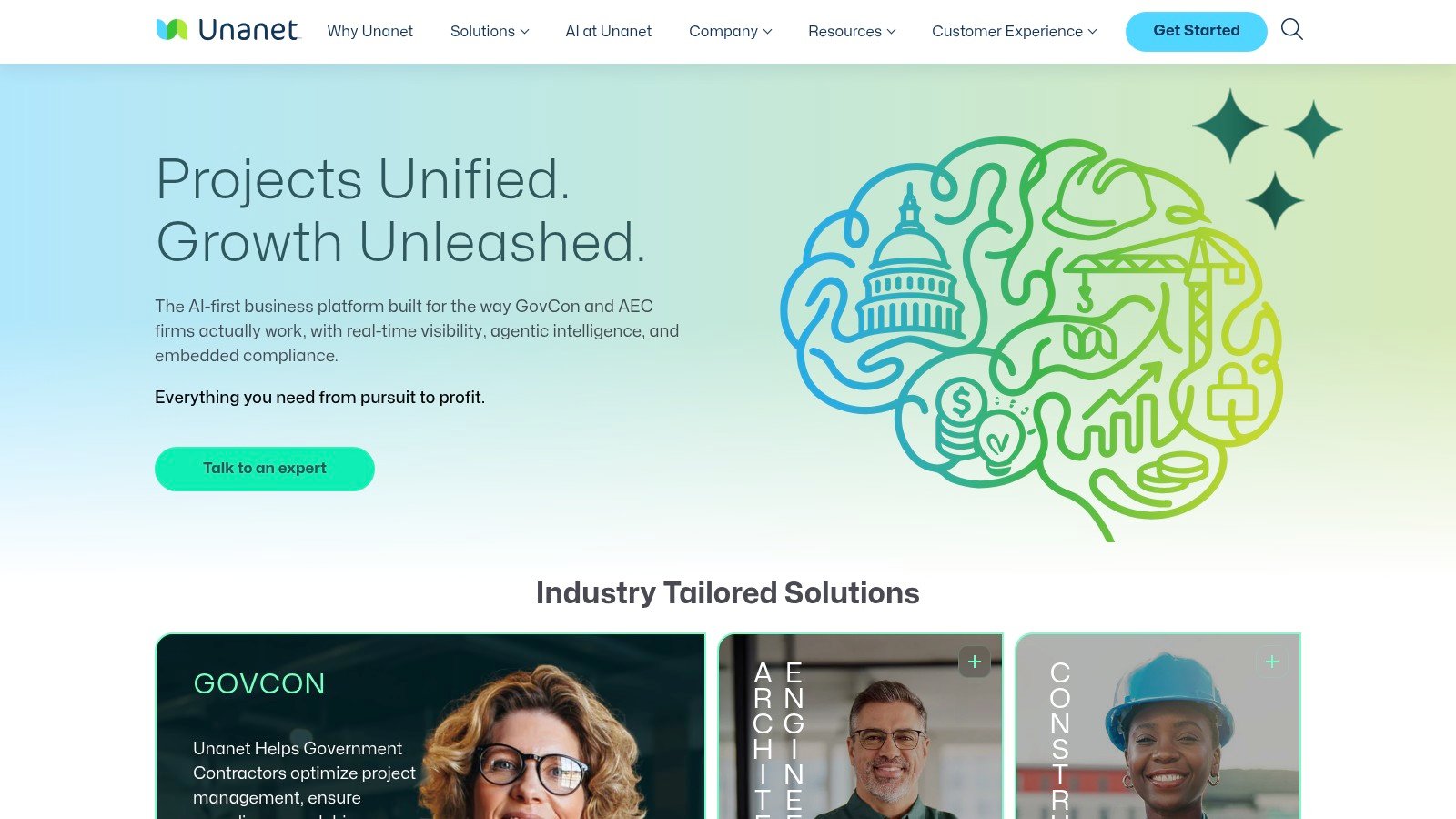 Unanet homepage screenshot