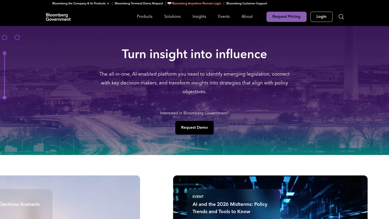 Bloomberg Government platform homepage