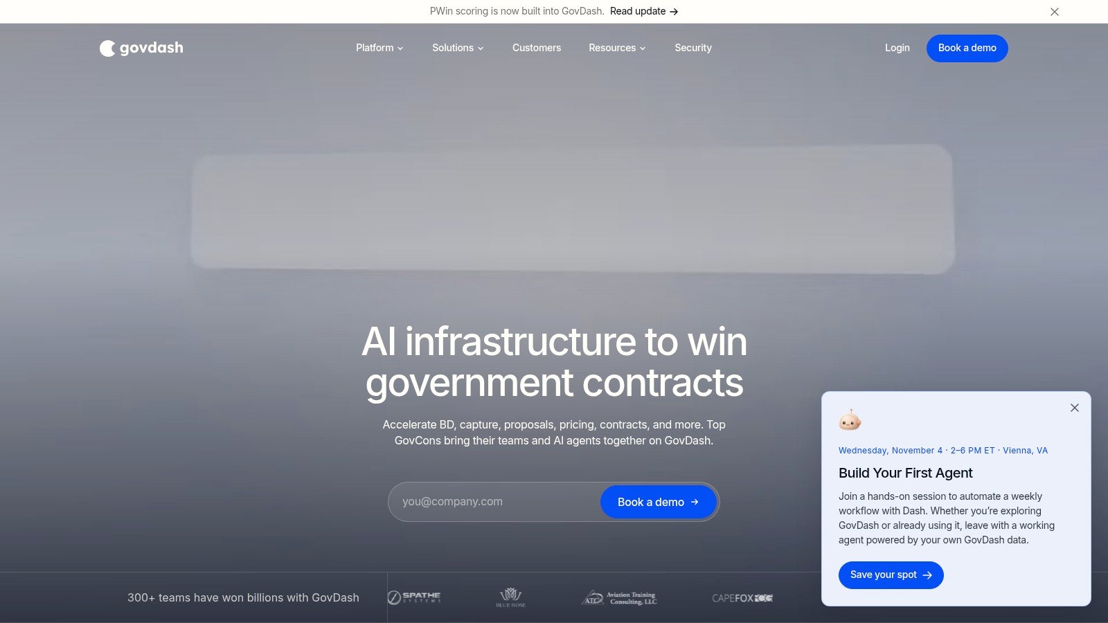 GovDash website homepage
