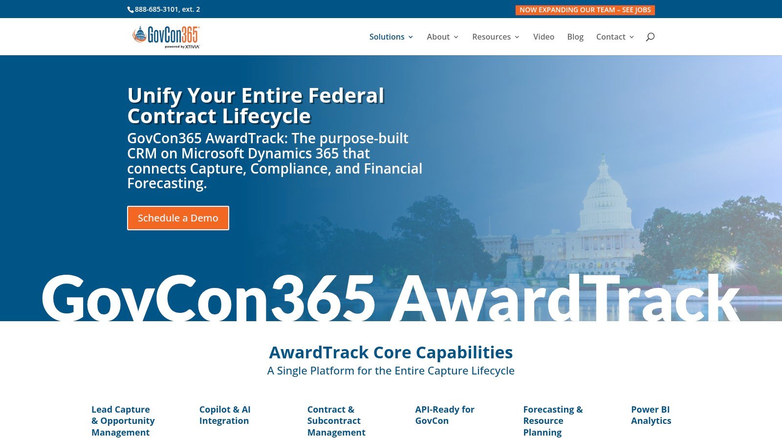 GovCon365 AwardTrack CRM for Dynamics page screenshot