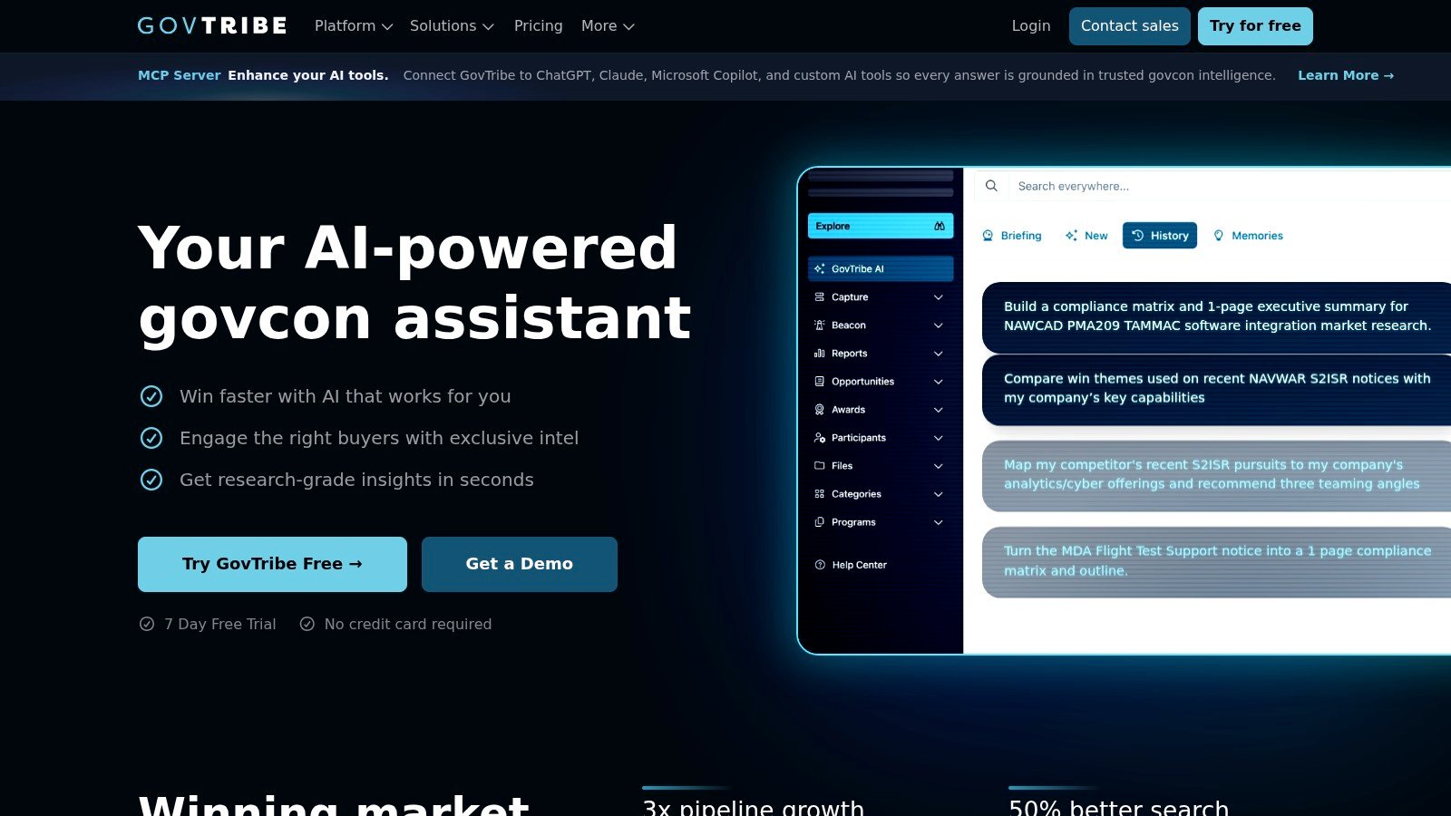 GovTribe homepage or platform page screenshot