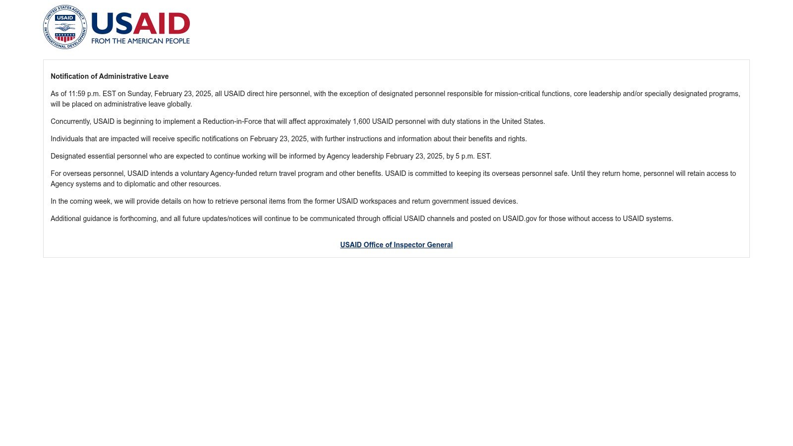USAID Business Forecast website screenshot
