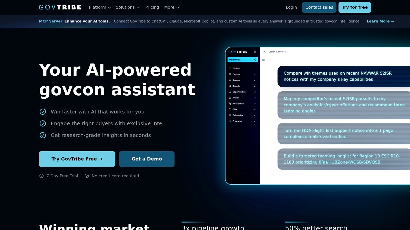 GovTribe homepage screenshot