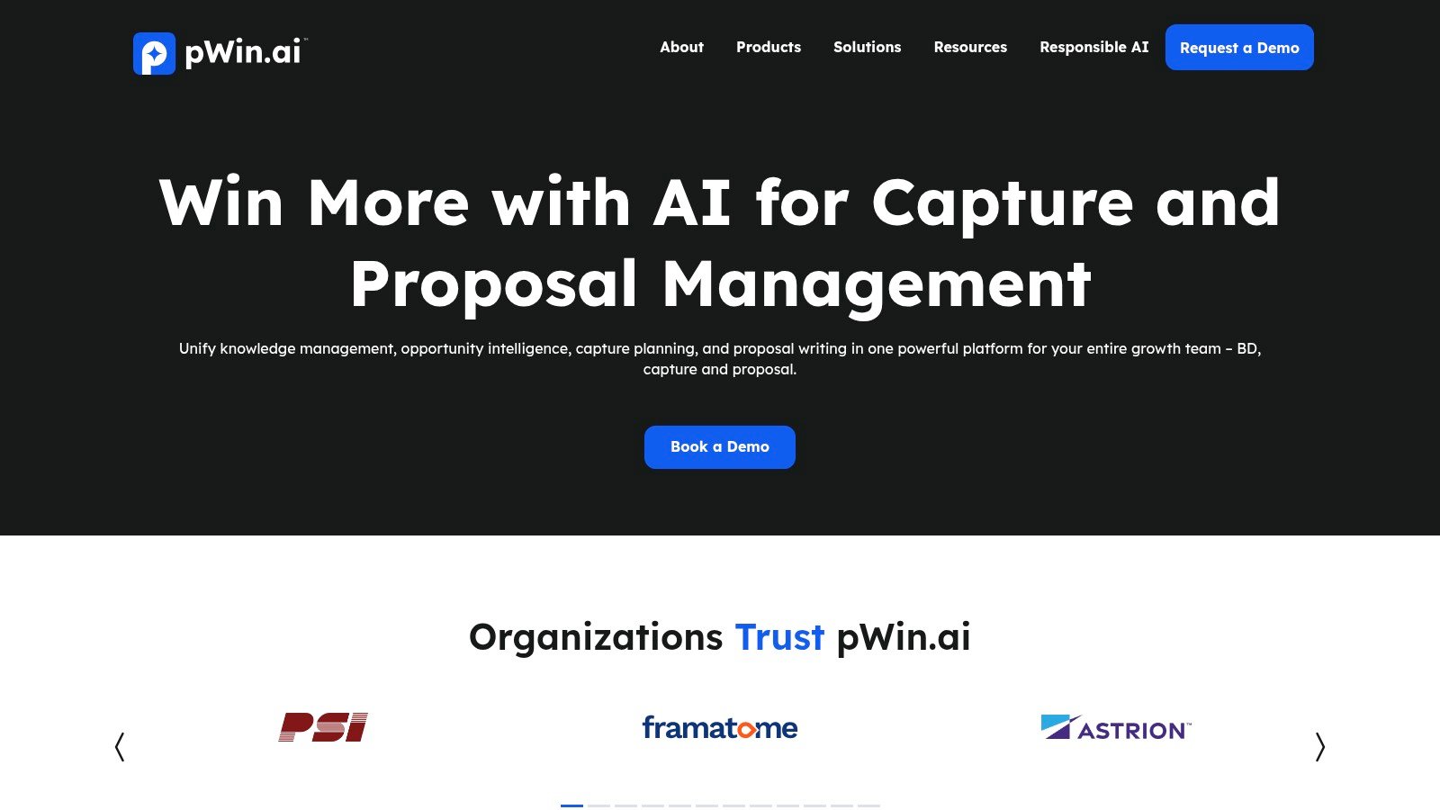 pWin.ai website screenshot