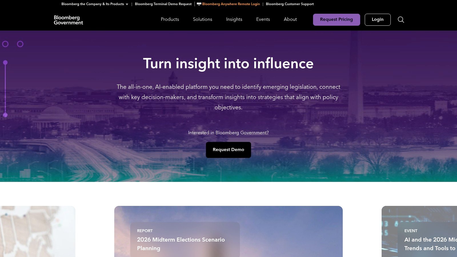 Bloomberg Government homepage screenshot