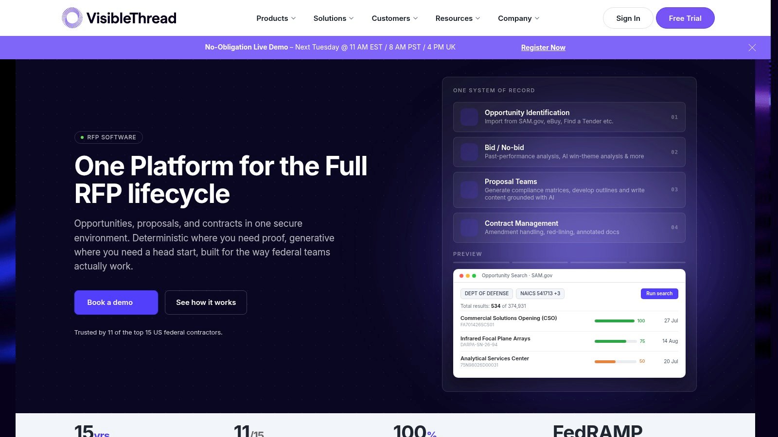 VisibleThread homepage and compliance platform
