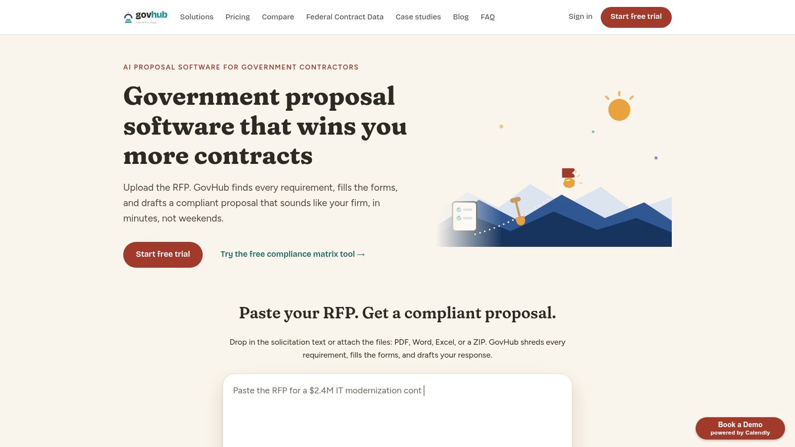 GovHub AI proposal tool homepage