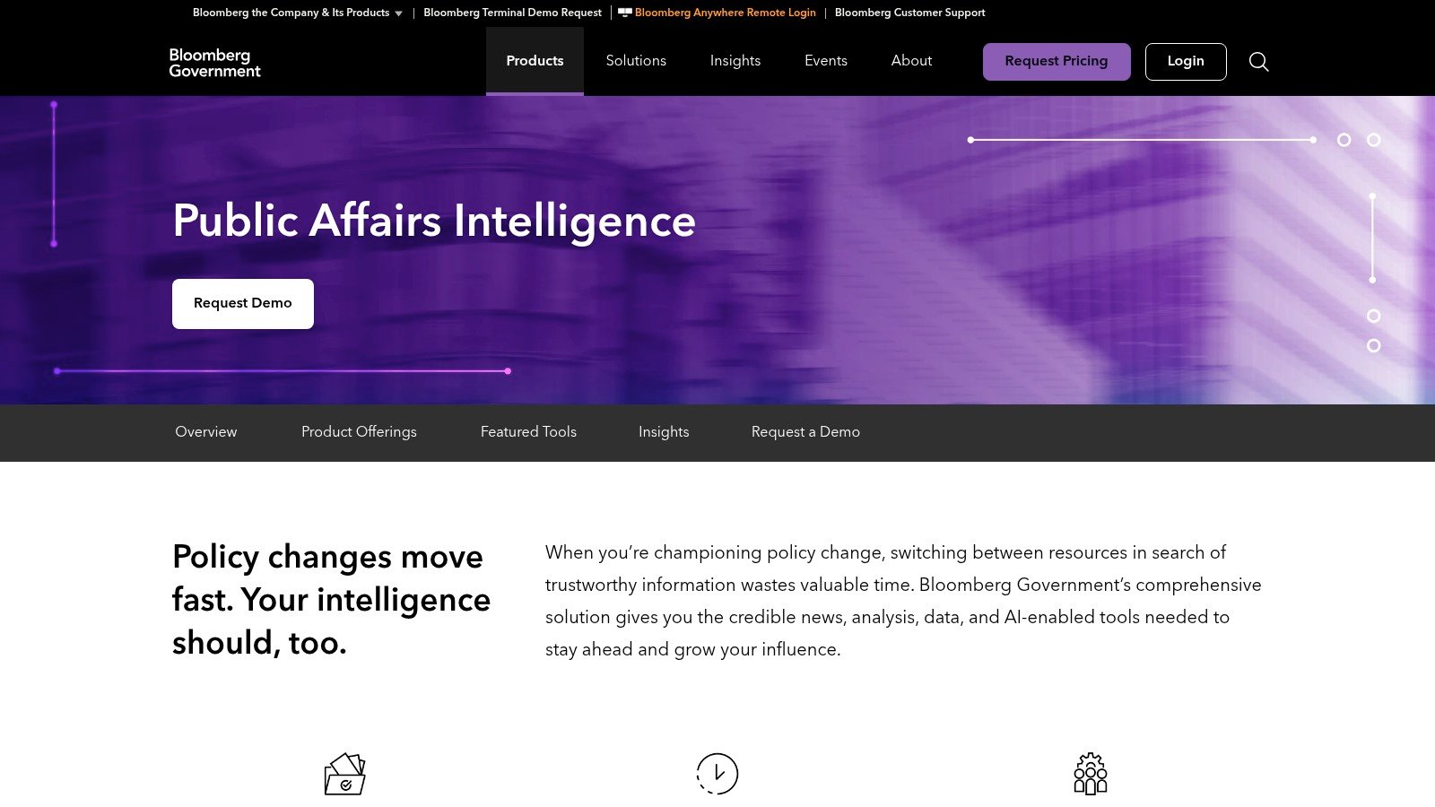 Bloomberg Government product page screenshot