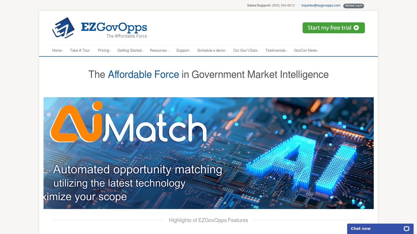 EZGovOpps official website screenshot