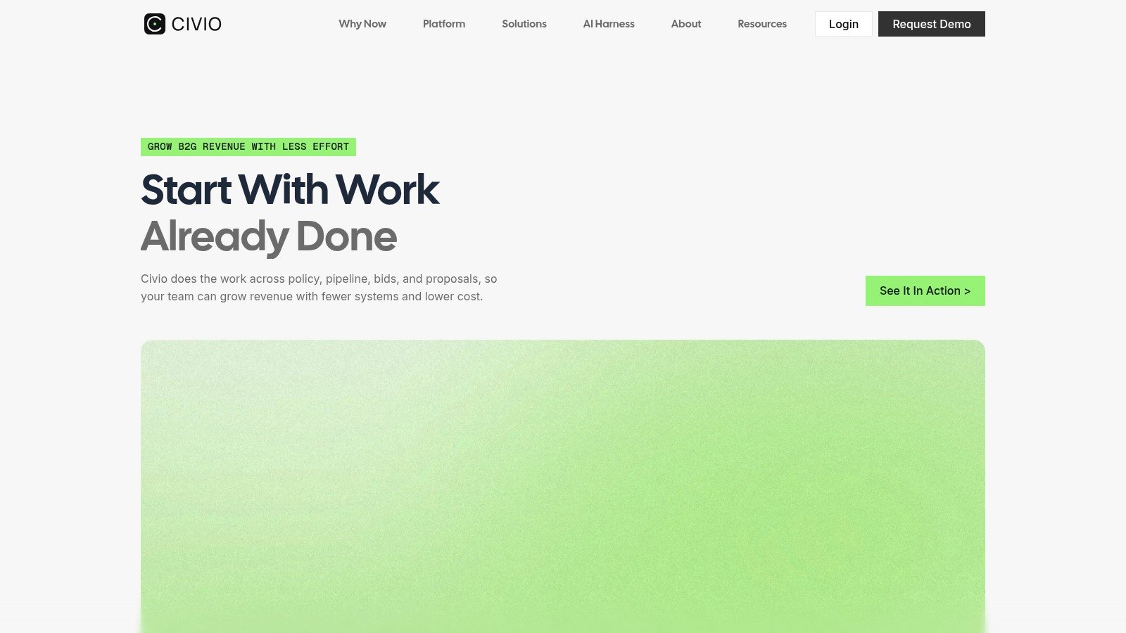 Civio.ai platform homepage screenshot