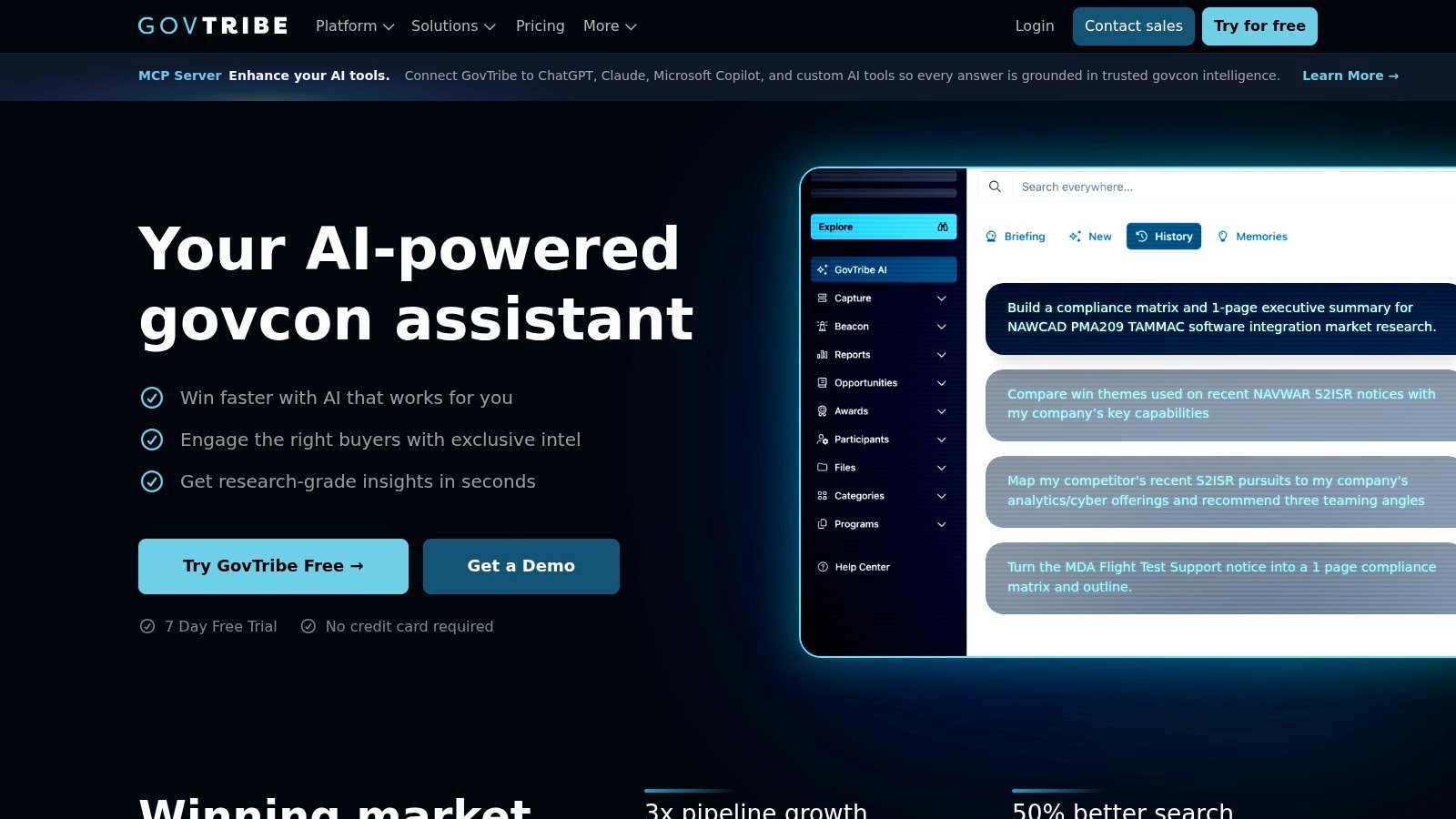 GovTribe website screenshot