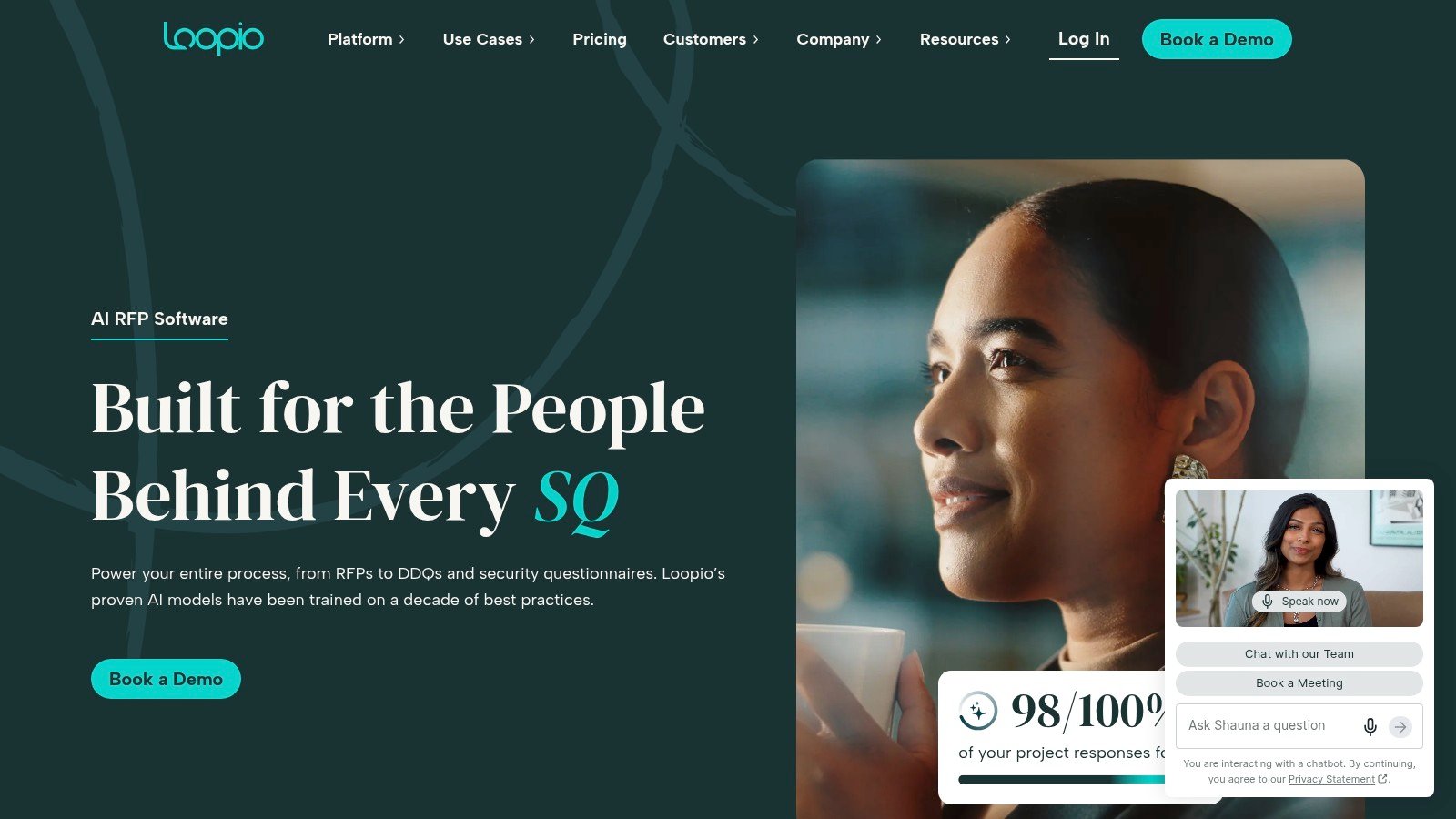Loopio proposal management platform homepage