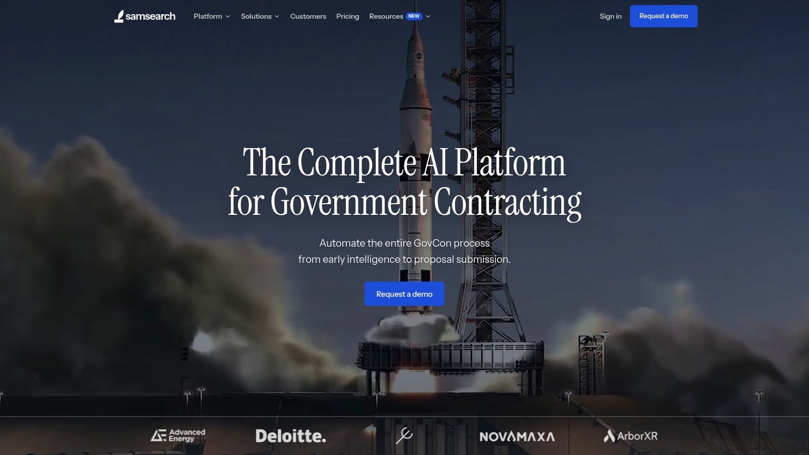 SamSearch platform website screenshot