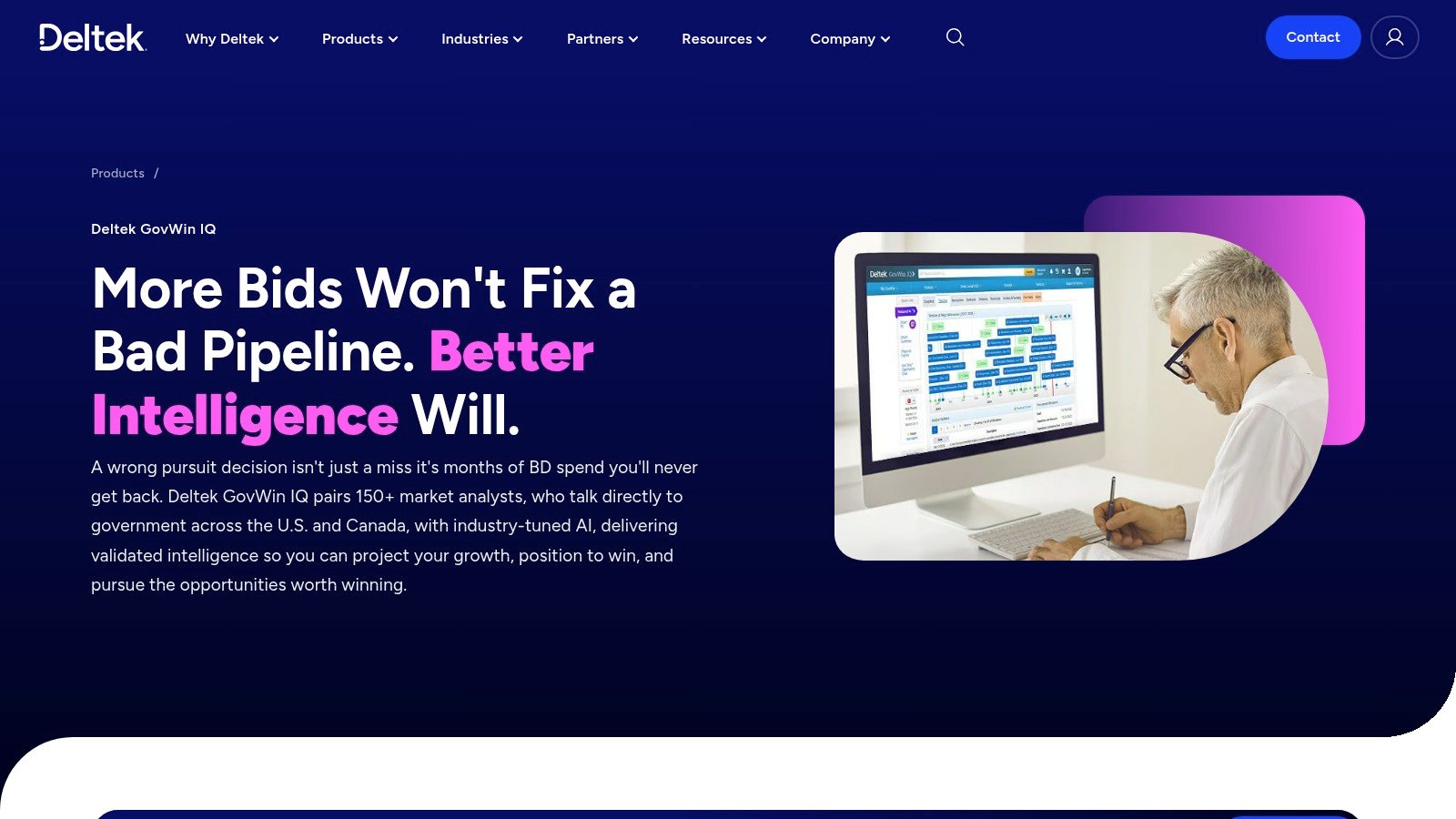 Deltek GovWin IQ product page screenshot