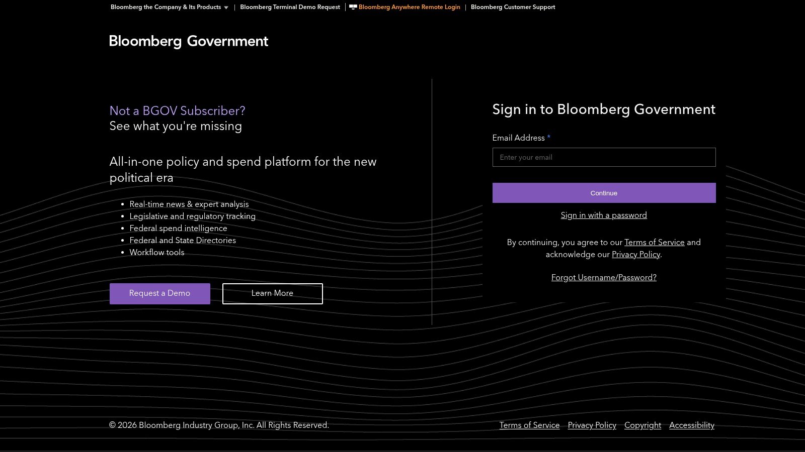 Bloomberg Government official site screenshot