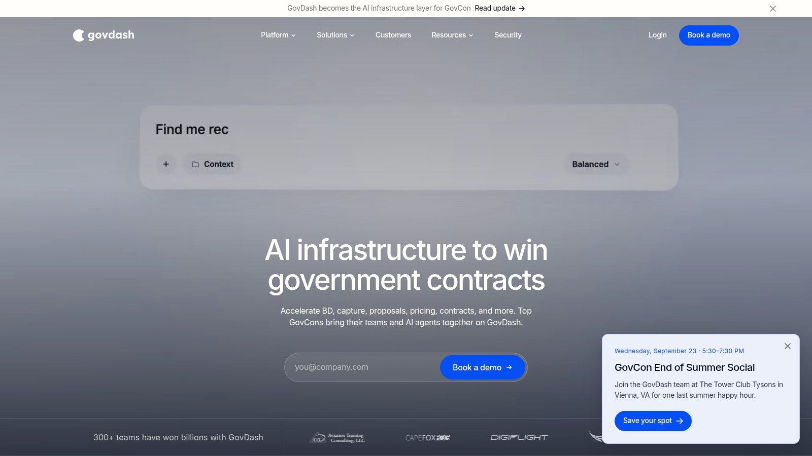 GovDash homepage screenshot
