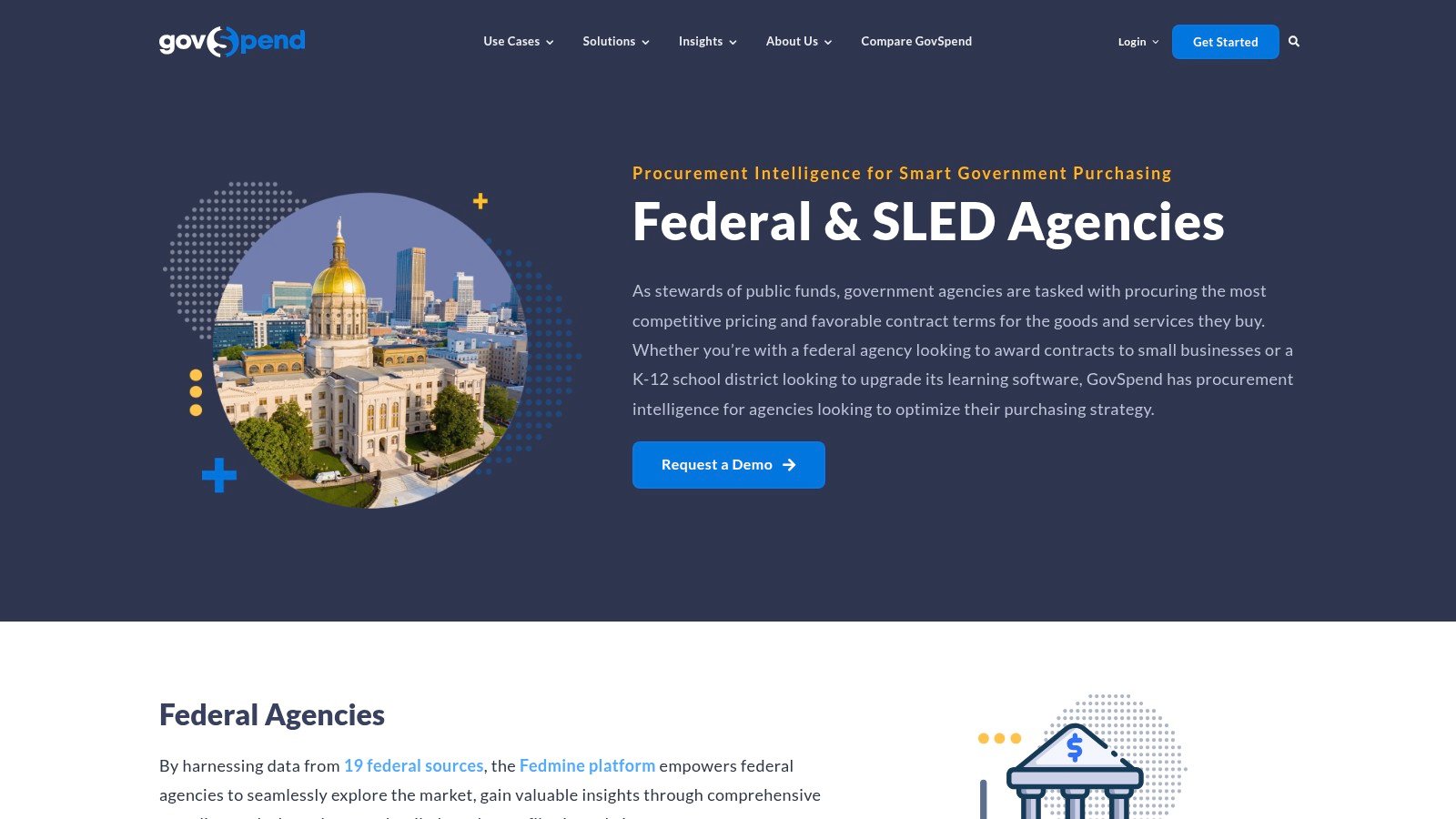 GovSpend agency intelligence page screenshot for Fedmine section