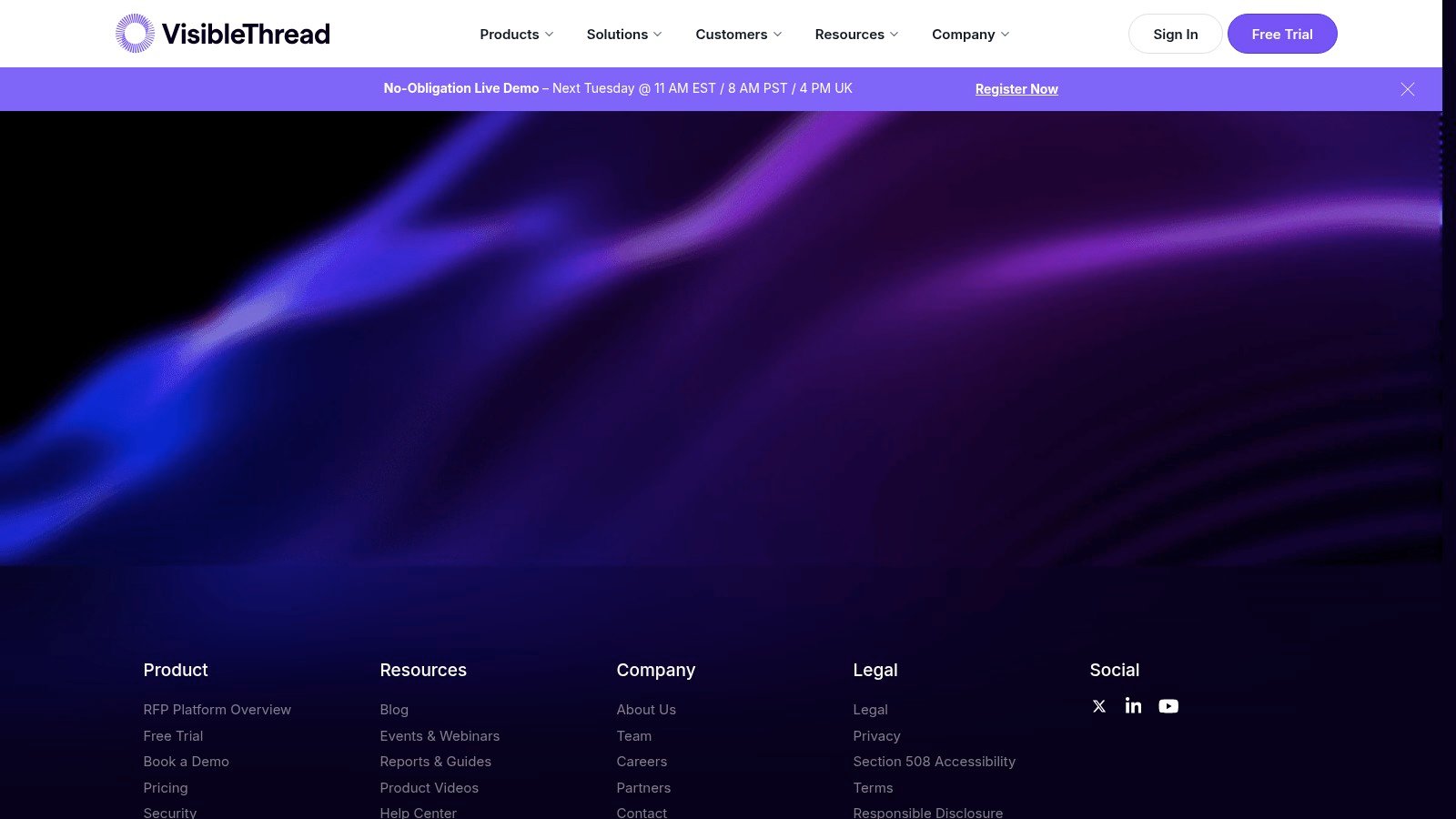 VisibleThread products website screenshot