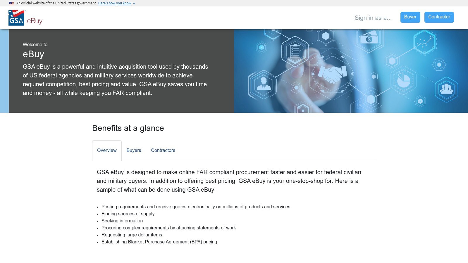 GSA eBuy homepage screenshot