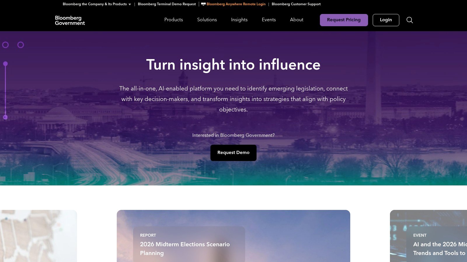 Bloomberg Government homepage screenshot